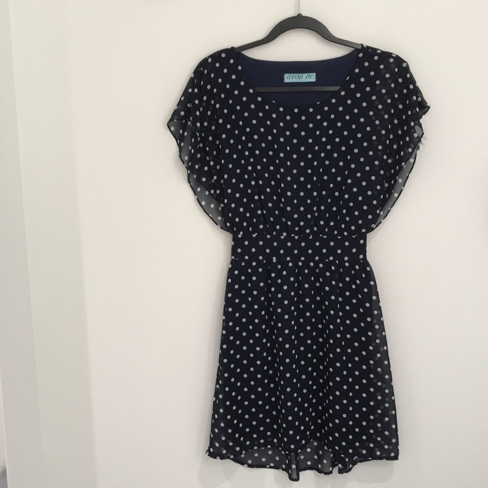 Blue and White Polka Dot Dress